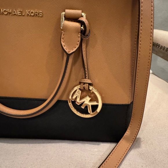 Michael Kors Tan and Black Satchel with Gold Hardware - Picture 3 of 8